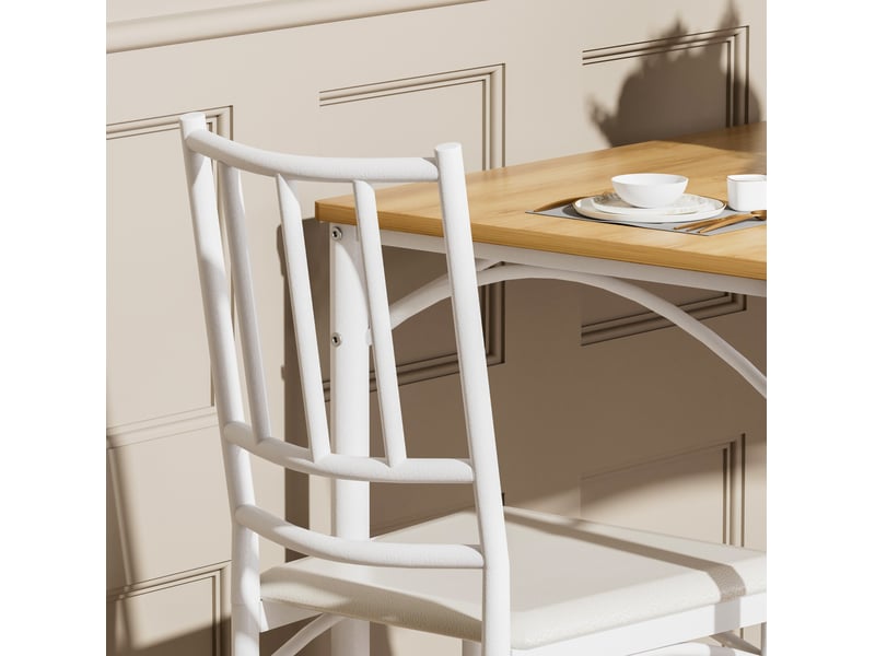  Ensemble table et 4 chaises de salle à manger industriel décor bois clair et blanc, compact pour 4 personnes  - Conforama D