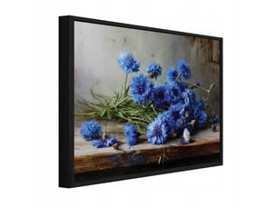 Tableau avec cadre impression sur toile fleurs ancien bleu - 120x80 cm - tableau avec cadre chambre et salon