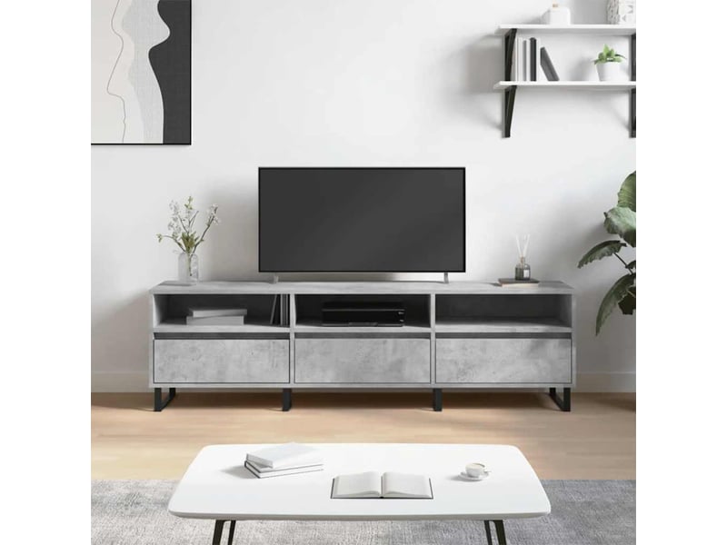  Meuble tv - banc tv - meuble de rangement gris béton 150x30x44,5 cm bois d'ingénierie  - Conforama B