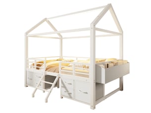 Lit mezzanine 90x200 cm <strong>MODFU</strong>  <strong></strong> coloris blanc