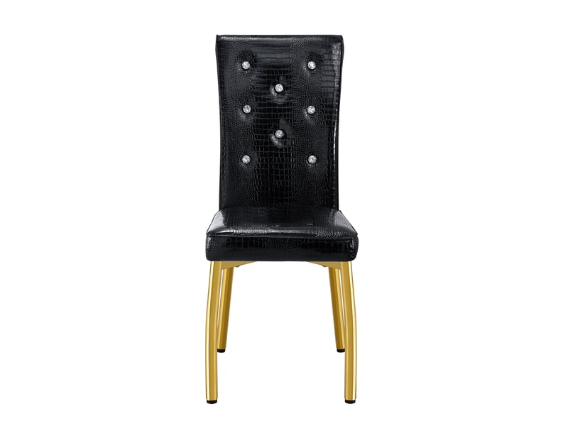  Lot de 2 chaises de salle à manger,avec pieds métalliques,pvc et métal doré,noir  - Conforama D