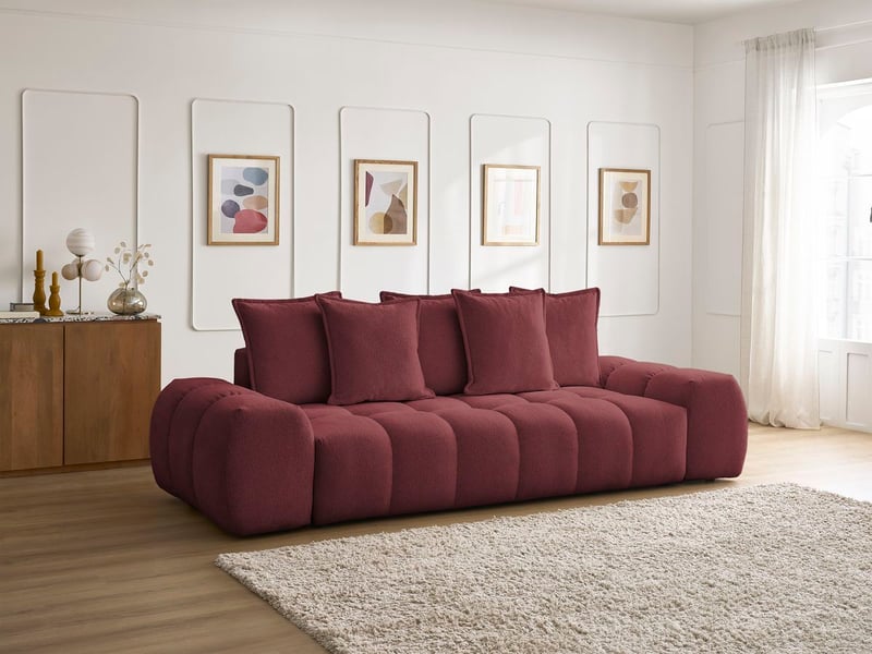  Bobochic canapé droit fixe 3 places everest tissu chiné rouge EVEREST - Conforama D