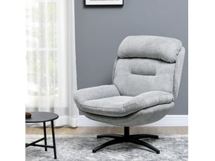 Fauteuil 79x91x98 cm, pivotant 360°, accoudoirs intégrés, en tissu polyester gris, design moderne, canapé une place