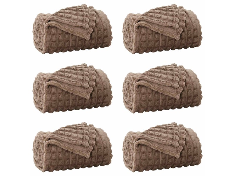  Couverture jetée de canapé 6 pcs camel 240x220 cm 8.63 kg toison  - Conforama A