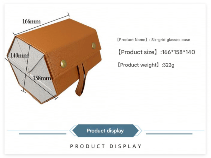  Boîte de rangement pour lunettes de soleil, 6 compartiments en (marron) cuir synthétique lunettes de soleil boîte à lunettes étui  - Conforama B
