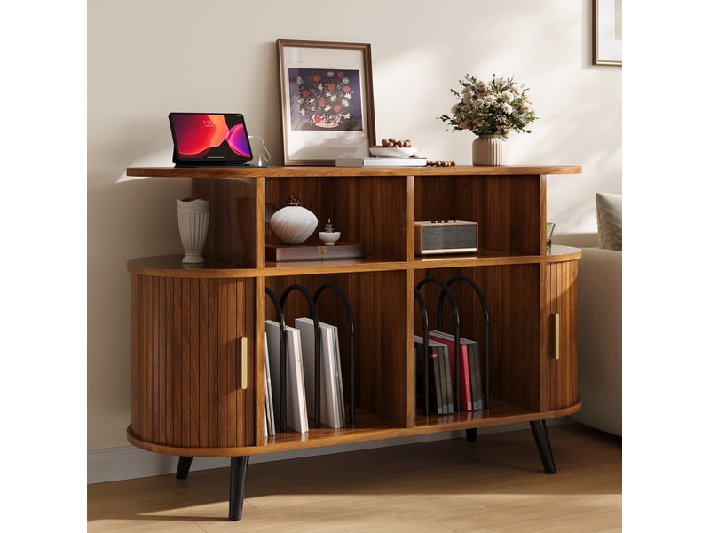  Buffet avec 2 portes et rangement 110x40x76 cm mdf finition noyer  - Conforama B