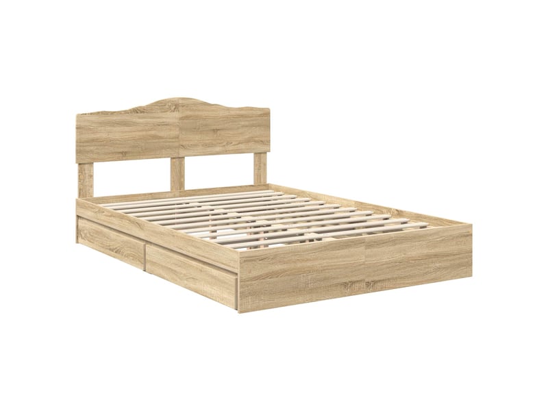  Lit double- lit adulte -  lit de rangement chêne sonoma 160 x 200 cm bois d'ingénierie  - Conforama C