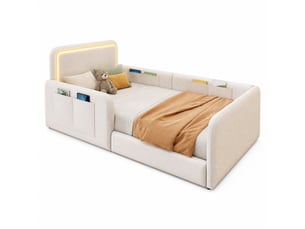 Lit avec rangement 90x200 cm    coloris beige