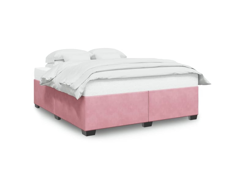  Lit double- lit adulte -  cadre de lit sans matelas rose 200x200 cm velours  - Conforama A