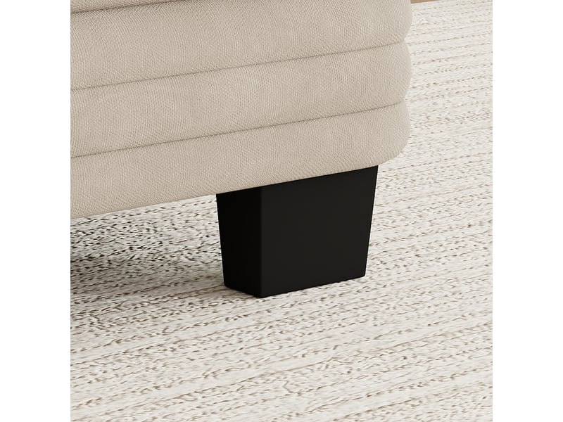  Canapé d'angle modulaire 3 places en tissu chenille marron clair avec pouf assorti, coussins inclus, assise profonde  - Conforama D