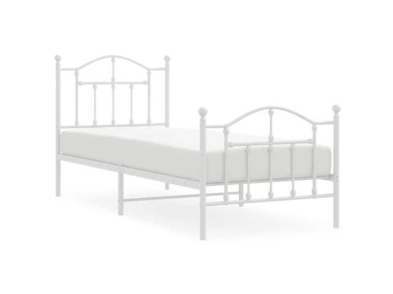 Lit simple- lit adulte - cadre de lit métal sans matelas avec pied de lit blanc 90x190cm - Conforama A
