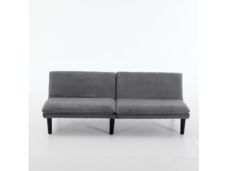  Canapé-lit 2 places 168 x 86 cm gris en velours côtelé, dossier réglable 3 positions sans accoudoirs  - Conforama A