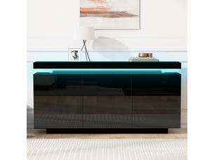 Buffet 2 porte(s)  3 tiroir(s)   - 140 cm coloris noir 