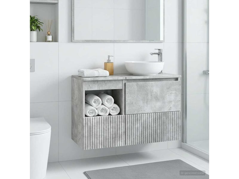  Armoire de salle de bain, meuble de rangement gris béton 30x41x50 cm  - Conforama D