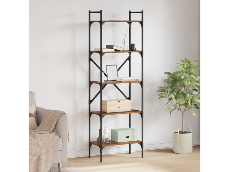  Bibliothèque 5 niveaux, armoire à livres 56 x 32 x 174 cm bois d'ingénierie shl8297  - Conforama B