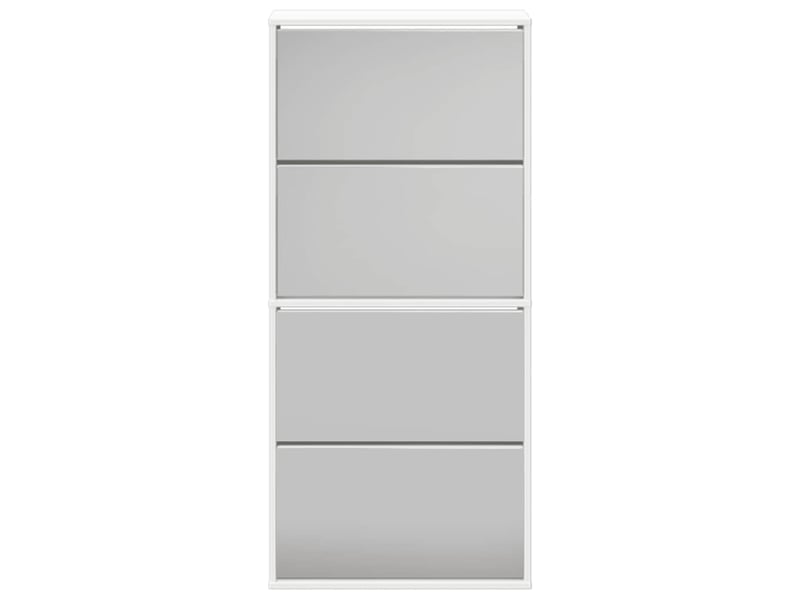  Meuble à chaussures 4 étagères et miroir 63x17x134 cm blanc  - Conforama D