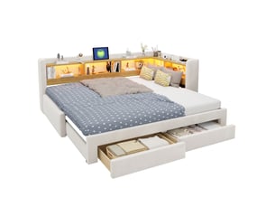 Lit extensible 90x200 cm <strong>MAISENTIEL</strong> <strong></strong> coloris beige