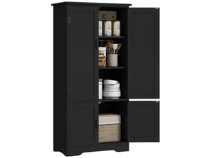 Buffet de cuisine, meuble de cuisine moderne avec de multiples options de rangement, 2 placards, 3 étagères, 60 x 30 x 123 cm, noir