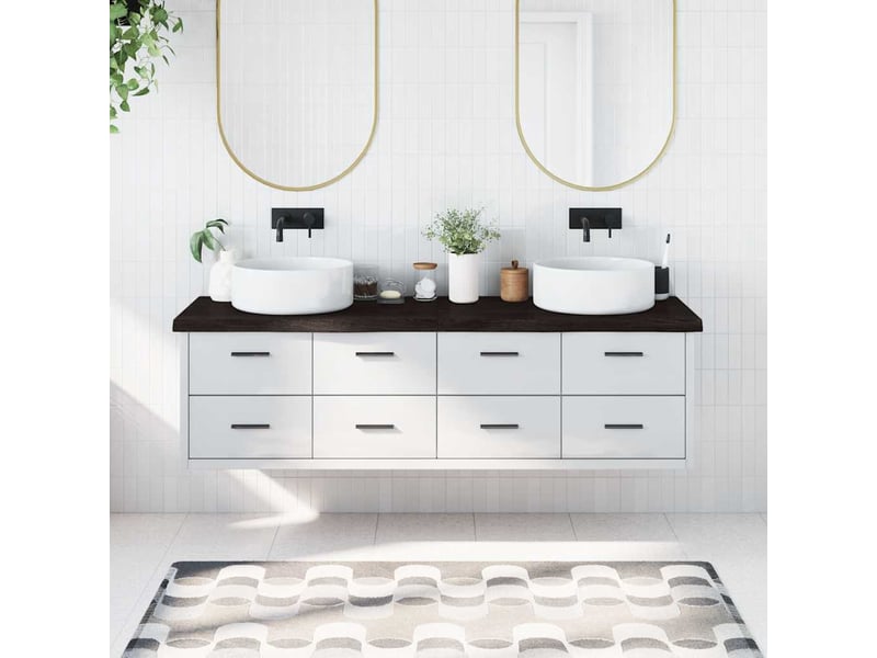 Comptoir de salle de bain, plan de travail marron foncé bois massif traité cf65880 - Conforama B
