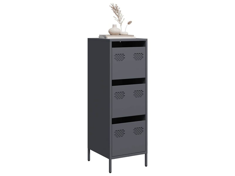  Buffet haut - bahut - meuble de rangement anthracite 39x35x103,5 cm acier  - Conforama B