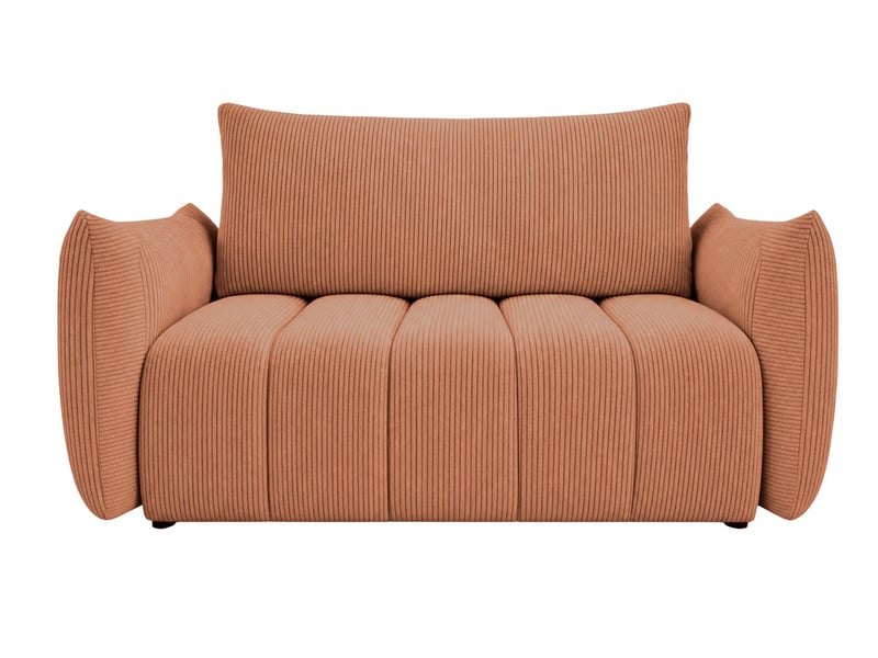 Moorea - canapé droit convertible petit velours côtelé 2 places terracotta - Conforama A