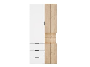 Armoire 90 x 49 x 200 cm avec éclairage led et tiroir à bijoux, portes battantes, 2 tringles et 4 tiroirs, pour chambre, salon et chambre d’enfant