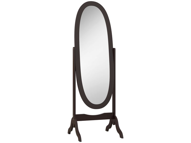  Miroir à pied ovale style shabby chic inclinaison réglable 48 x 46 x 147 cm mdf café  - Conforama A