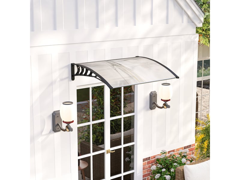  Auvent extérieur incurvé avec vis et boulons inclus, en polycarbonate, pp et aluminium, 122 x 89 x 24 cm  - Conforama C