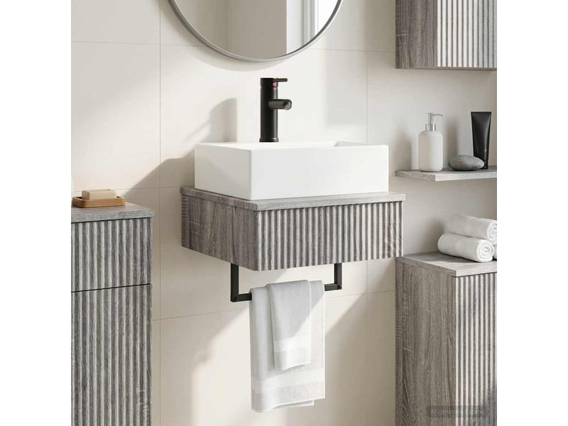  Basin de lavage mural, lavabo sonoma gris 40x41x39 cm  - Conforama B