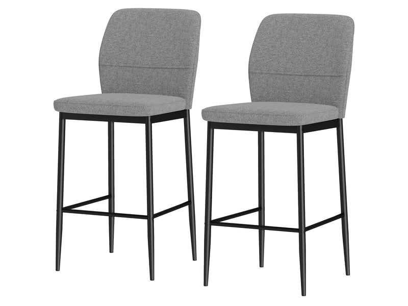 Lot de 2 tabourets de bar modernes en velours avec repose-pieds et dossier, 41 x 52 x 97 cm, gris  - Conforama B