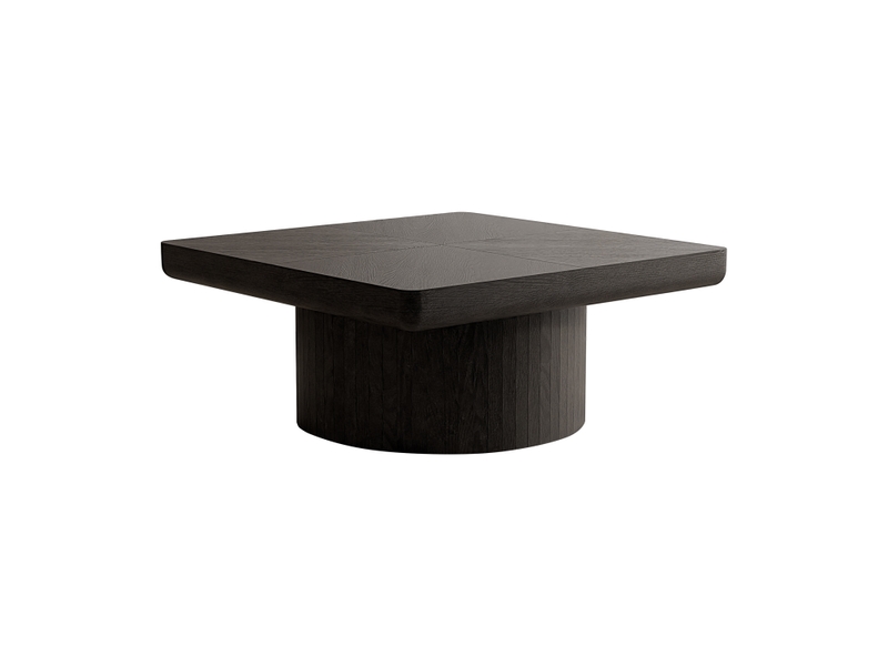  Table basse carrée à plateau façon parquet et pied central noir 78 × 78 × 38 cm IKSETERA TRADING LTD - Conforama A