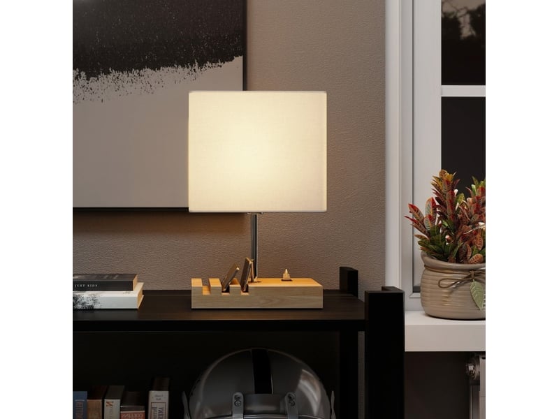  Lampe de chevet usb avec rangement 25 x 20 x 40,5 cm blanche evryae  - Conforama D