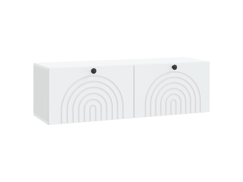  Meuble tv - banc tv - meuble de rangement mural blanc 98 x 31 x 30 cm bois d'ingénierie  - Conforama A