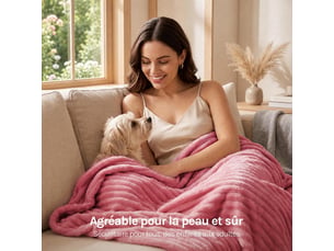 Couverture polaire en flanelle côtelée, 230x270cm, rose, 350 gm², moelleux, léger, plaid pour lit et voyage