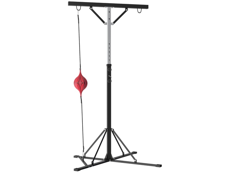  Support de sac de frappe réglable en hauteur avec speedball, structure en métal, 160 x 145 x 175-220 cm (l x l x h), noir  - Conforama A