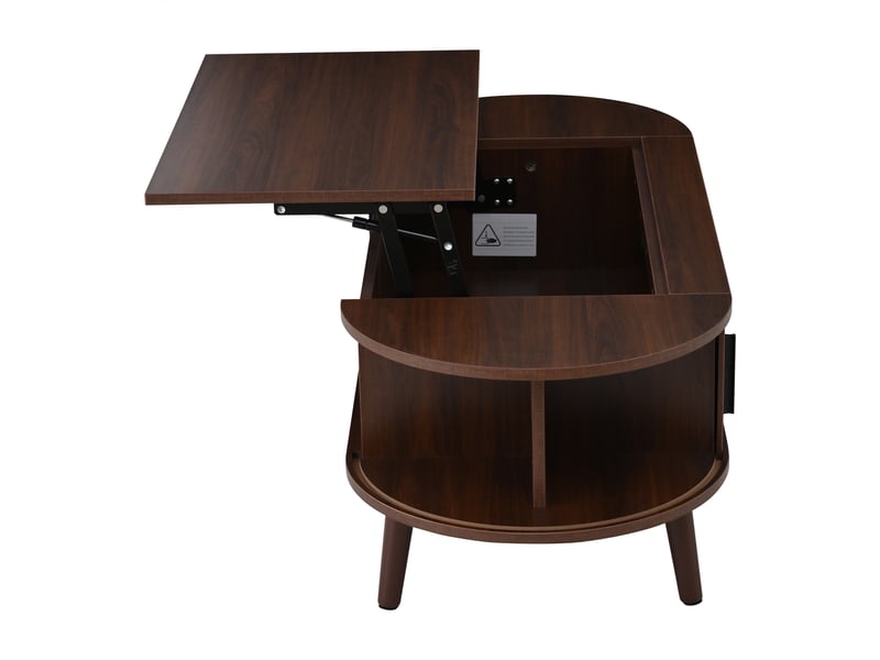  Table basse relevable 120 x 50 x 39,5 cm, hauteur maximale de 53,5 cm, avec rangement dissimulé, table d'appoint à 5 étagères, console de salon, table basse, noyer  - Conforama E