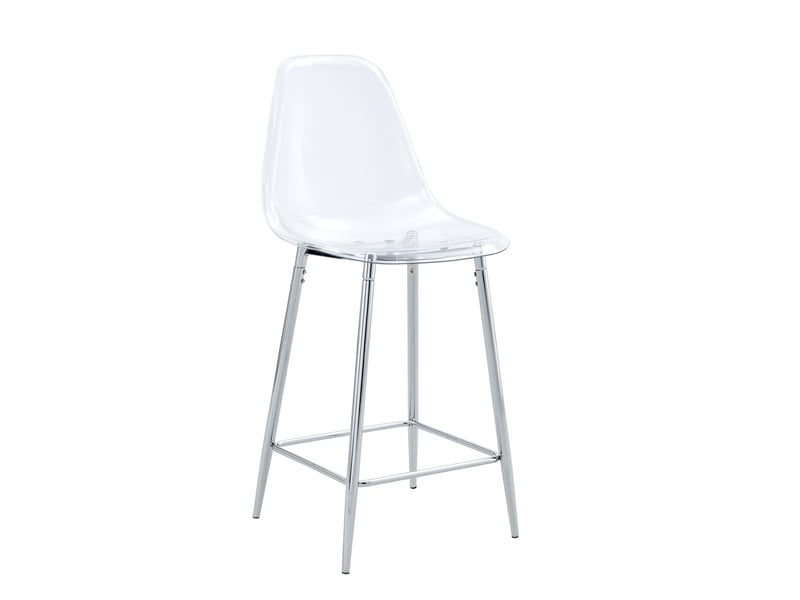  Tabouret de bar transparent avec repose-pieds et structure métallique, style moderne, en plastique, argent  - Conforama A
