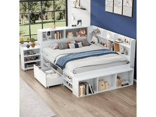 Lit avec rangement 140x200 cm <strong></strong> <strong>Morn Vibe</strong> coloris blanc