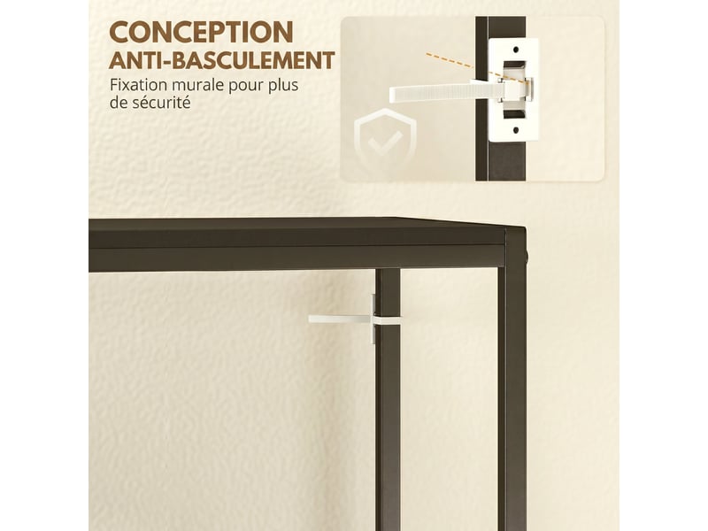  Table console en acier 2 étagères design moderne pour salon entrée couloir noir 100 x 30 x 87 cm  - Conforama R