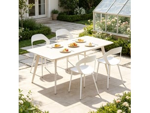 Chaise de salle à manger lot de 4 avec dossier ergonomique ajouré et pieds métalliques en polypropylène blanc