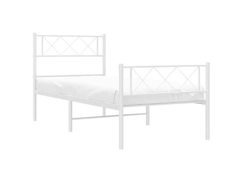  Lit simple- lit adulte -  cadre de lit métal sans matelas et pied de lit blanc 100x200 cm  - Conforama C