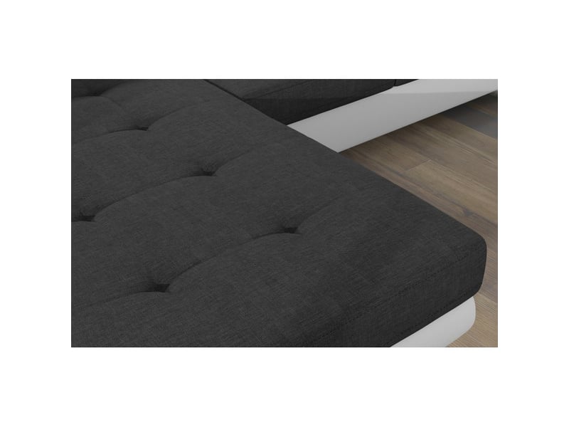 Canapé d'angle convertible amanda gris foncé et blanc en tissu effet suédine - Conforama D
