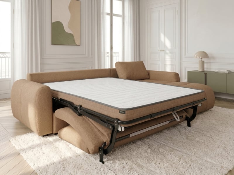 Bobochic canapé d'angle réversible convertible coffre fuji ouverture express tissu chiné orange réversible FUJI - Conforama D