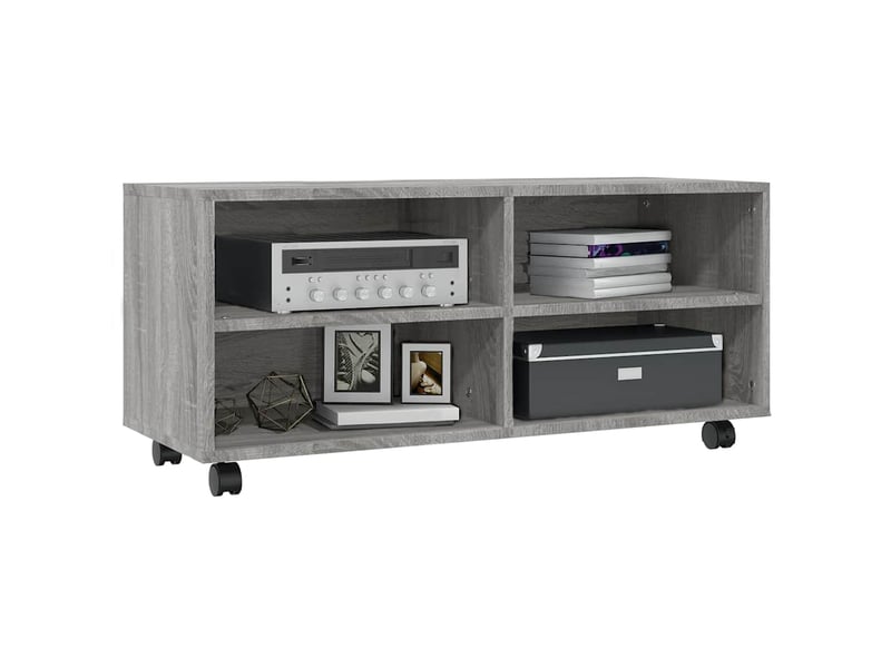  Meuble tv - banc tv - meuble de rangement sur roulettes sonoma gris 90x35x35 cm bois ingénierie  - Conforama C