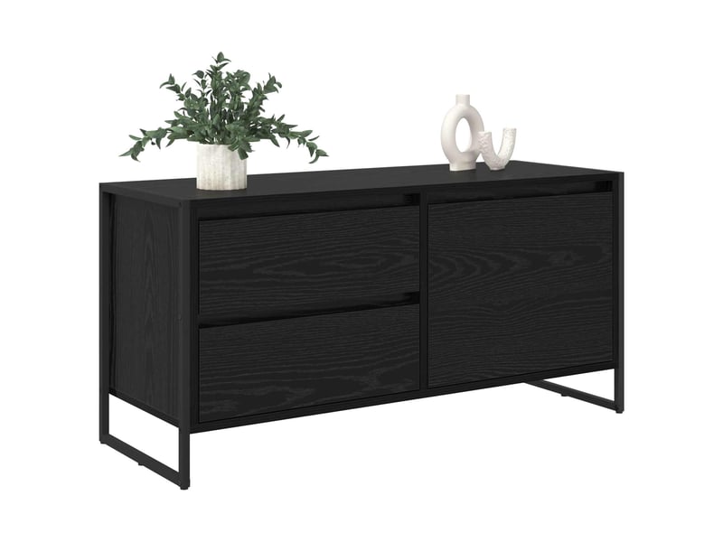  Meuble tv - banc tv - meuble de rangement 100 x 36 x 49.5 cm chêne noir bois d'ingénierie  - Conforama C
