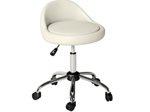 Tabouret de travail 50x35x63-83 cm pivotant réglable, avec roulettes, assise en similicuir blanc, charge max. 120 kg