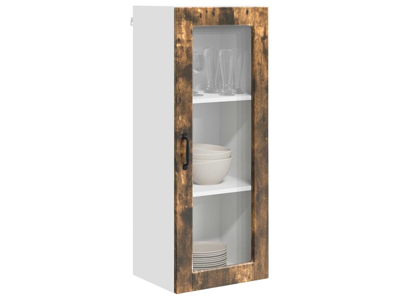  Meuble mural de cuisine, cabinet en verre mural chêne fumé 40x31x100cm shl9255  - Conforama C
