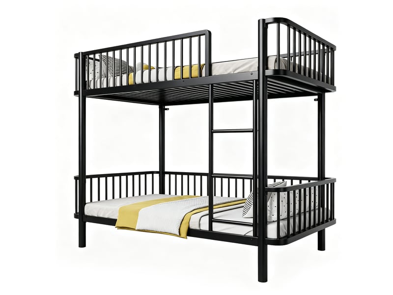  Lit superposé modenvie en métal 90 x 200 cm noir avec barrières de sécurité  - Conforama A
