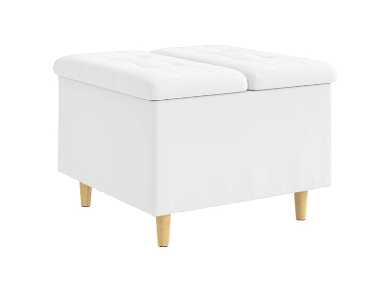  Ottoman, repose pied salon avec rangement blanc 60x60x45 cm simili cuir  - Conforama A