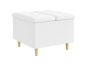 Ottoman, repose pied salon avec rangement blanc 60x60x45 cm simili cuir